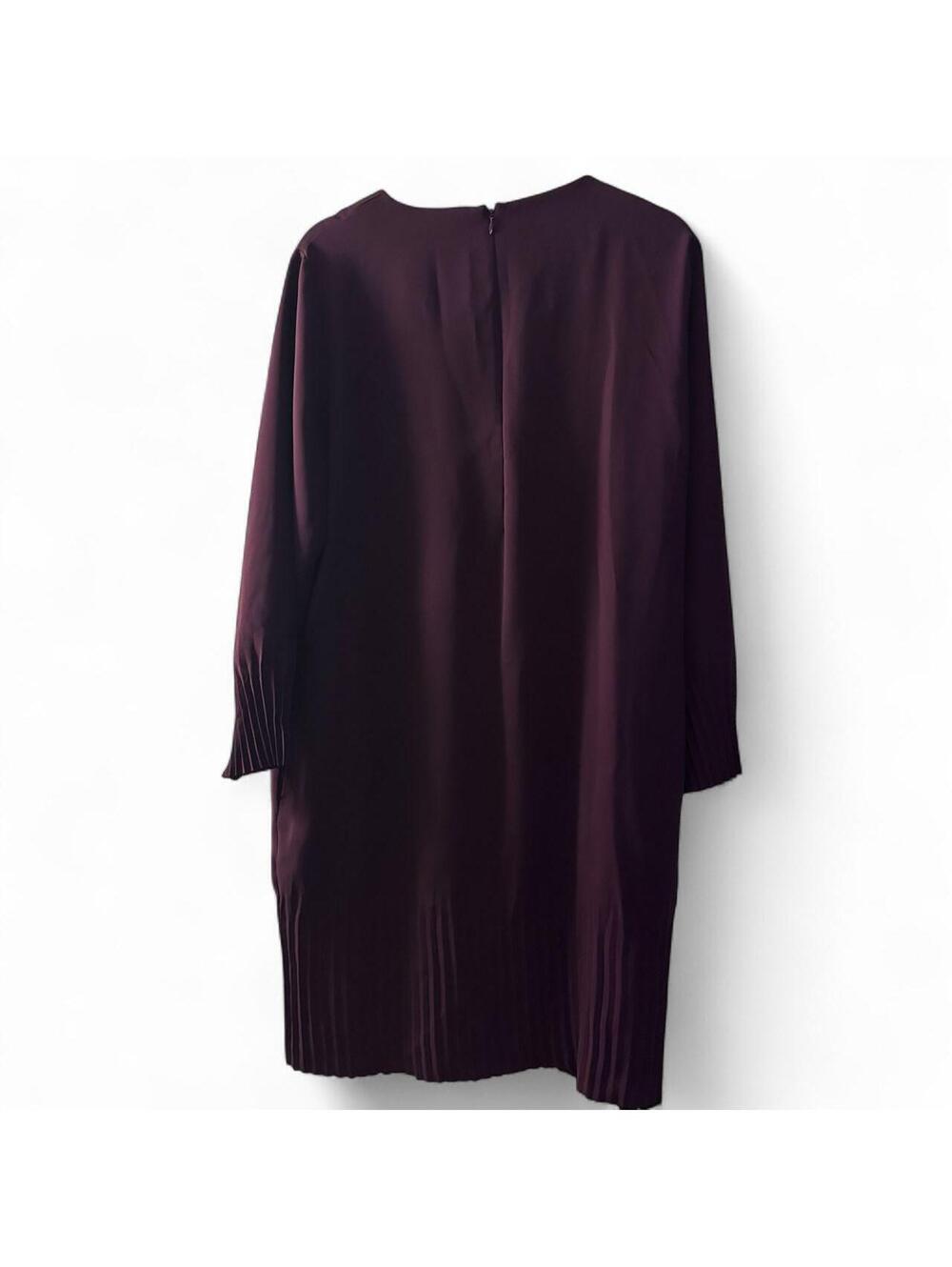 COS Plum Purple Pleated Hem Long Sleeve Shift Dress Size 6/8